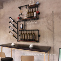 Retro industrial wind wrought iron wall-mounted wine cabinet